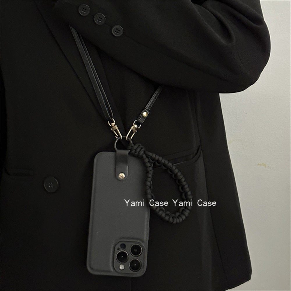 简约高级黑色皮纹适用17pro苹果15promax手机壳iphone13高档皮质11手腕手绳12小众16promax防摔14pro保护套,淘宝优惠券,粉丝福利购,淘宝优惠卷