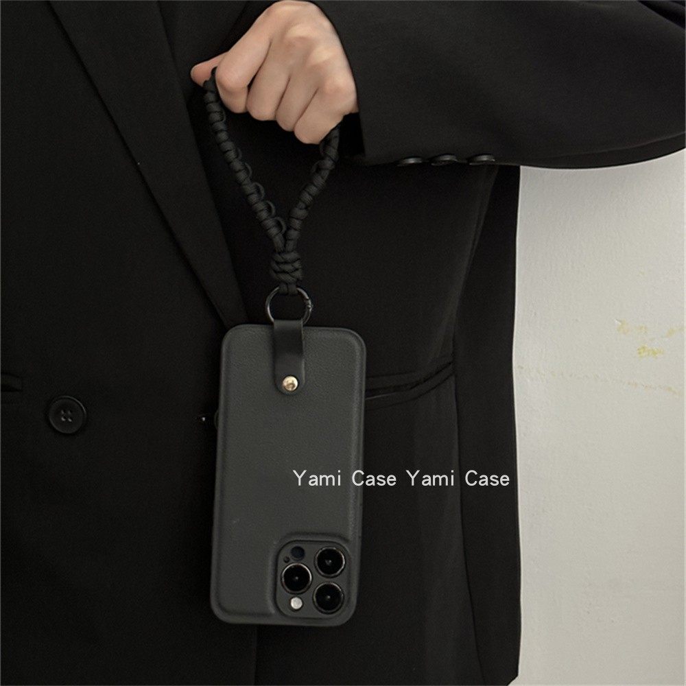 简约高级黑色皮纹适用17pro苹果15promax手机壳iphone13高档皮质11手腕手绳12小众16promax防摔14pro保护套,淘宝优惠券,粉丝福利购,淘宝优惠卷