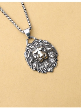 金属狮子头造型吊坠项链男士嘻哈项链新品欧美个性化饰品