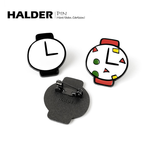 蜡笔HALDER小新同款创意胸针周边三点钟吃点心手表徽章情侣小饰品 - 图1