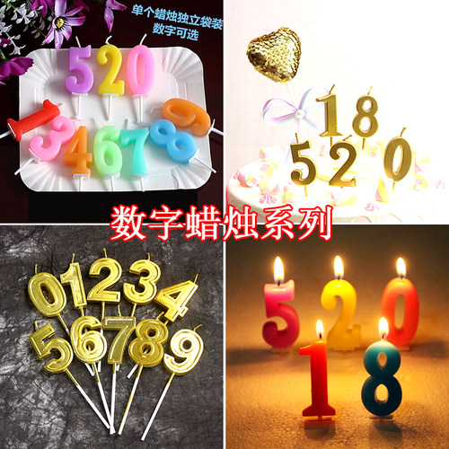 数字蜡烛蛋糕装饰金色数字烘焙长杆螺纹水晶生日蜡烛派对气氛用品 - 图0