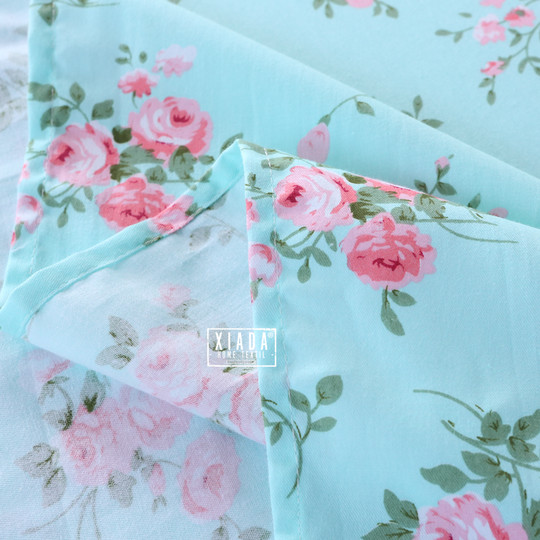 秋冬田园风小碎花枕套纯棉一对装全棉斜纹枕芯套绿色清新单人学生