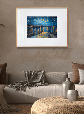 梵高世界名画装饰画星月夜客餐厅挂画卧室床头墙壁画星空书房摆件