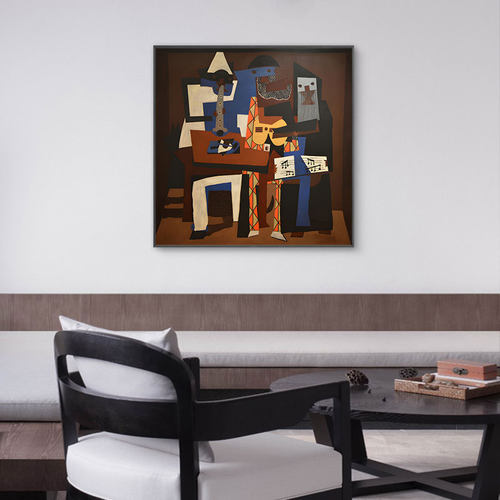 《三个音乐家》毕加索抽象名画装饰画餐厅客厅墙壁画玄关书房挂画 - 图2