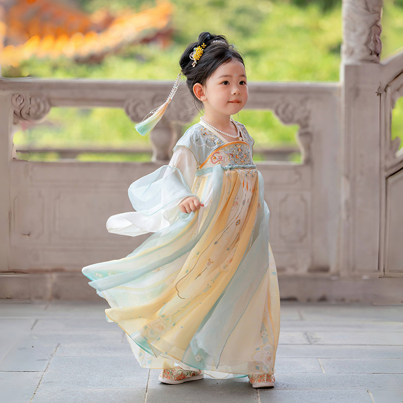 汉服女童2025春秋款儿童新中式国风连衣裙女宝宝古风超仙公主襦裙 - 图2