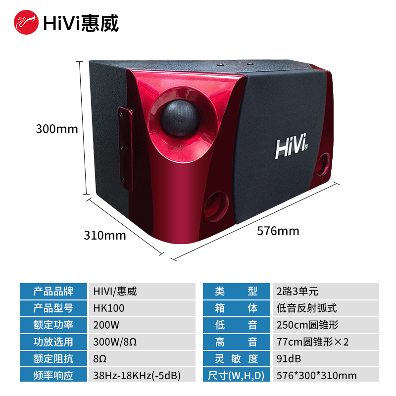 Hivi/惠威 HK100专业卡拉OK音响ktv家用音箱k歌会议壁挂音箱 - 图2