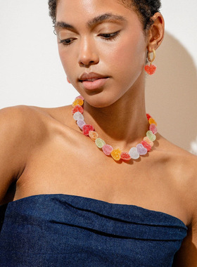 彩色爱心树脂项链新款可爱糖果