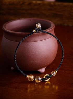 天然金发晶本命年红绳手链