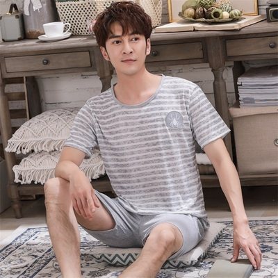 男士短袖夏季卡通睡衣男两件套装青少年学生宽松休闲薄款家居服夏,淘宝优惠券,粉丝福利购,淘宝优惠卷