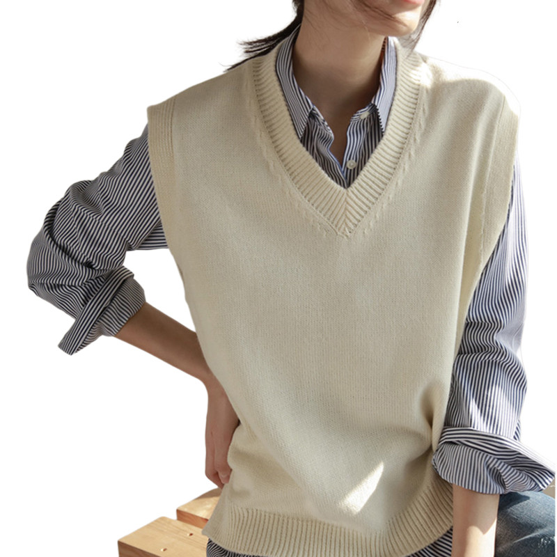 背心女初秋2020 v领日系叠穿毛衣 多菲雅马夹