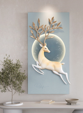 福雕新中式3d立体浮雕玄关装饰画