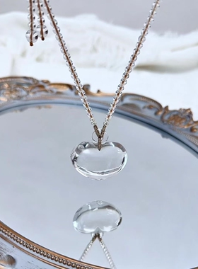 天然白水晶爱心吊坠项链女款简约百搭时尚个性气质锁骨链小众设计
