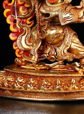 速发尼泊尔佛像二臂玛哈嘎藏拉传铜手工鎏供8寸居家金奉佛像摆件