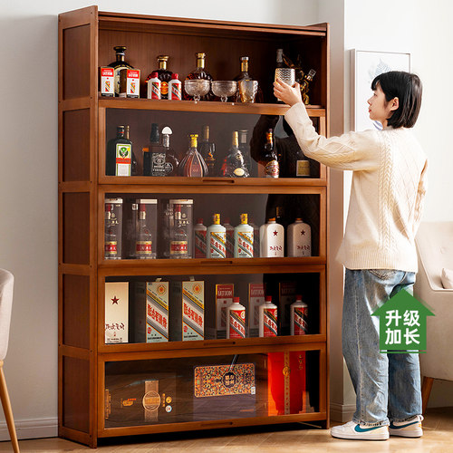 酒柜展示柜现代简约餐边柜网红小酒架欧式实木客厅靠墙置物架家用 - 图1