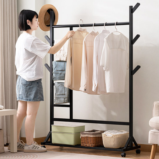 挂衣架落地卧室内衣帽架子简易放衣服置物非实木家用晾衣架杆立式