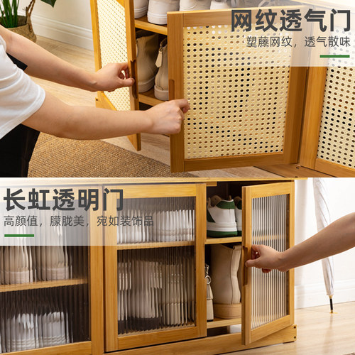 鞋柜家用门口鞋架子简易收纳神器省空间玄关入户实木换鞋凳可坐式 - 图2