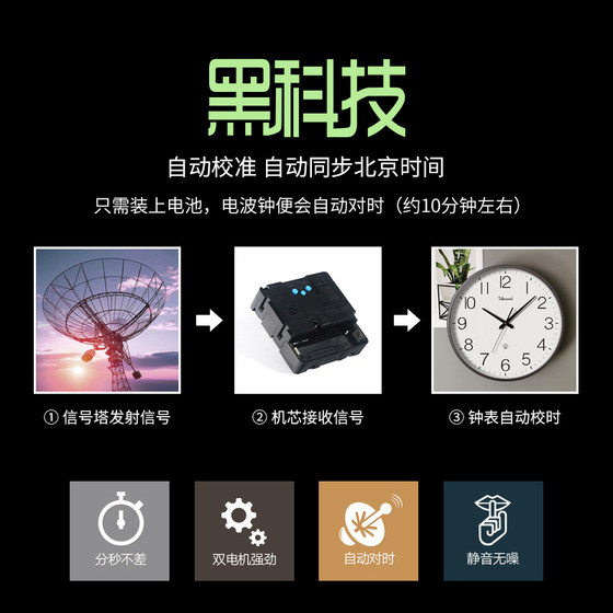 TELESONIC wall clock home fashionable and silent
