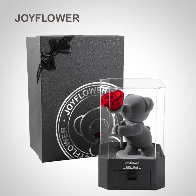 Joyflower小熊憨憨永生真花玫瑰花束生日520礼物高级感送女生朋友