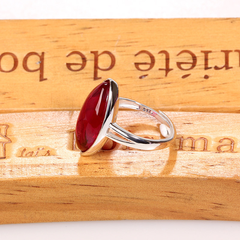 嘉顺泰银甜美公主风红宝石小巧戒指 嘉顺戒指/指环