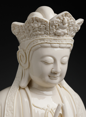 速发陶瓷五佛冠毗卢观音大像省级佛师田金周供奉家用客厅摆