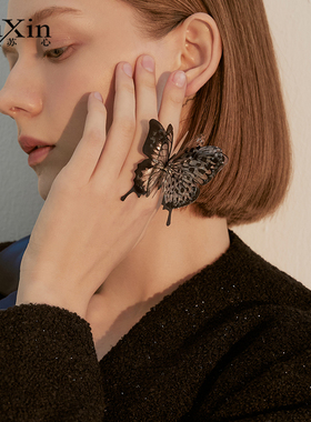 立体多层蝴蝶翅膀戒指女