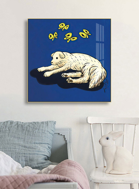 多巴胺小狗装饰画客厅马尔泰贵宾犬壁画女生卧室宠物店医院壁画
