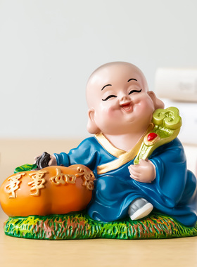 妙工坊励志禅意小和尚工位摆件