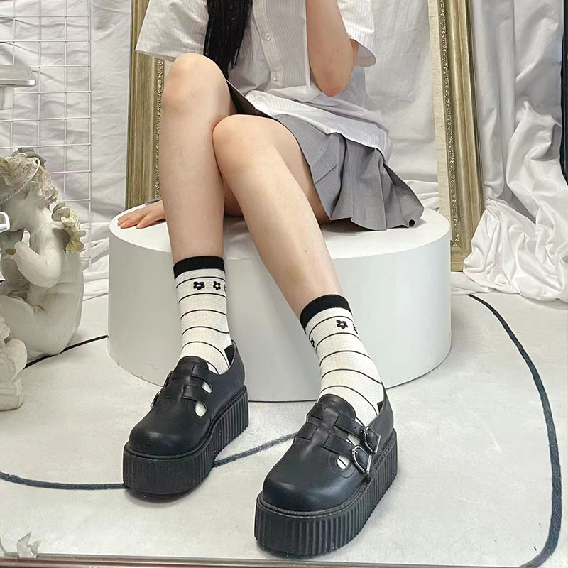 时光里的店原宿松糕鞋森系圆头复古娃娃鞋厚底小皮鞋Lolita单鞋子 - 图1