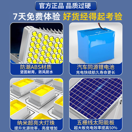 太阳能灯户外庭院灯家用室内防水强光款室外2026新款照明灯投光灯 - 图0