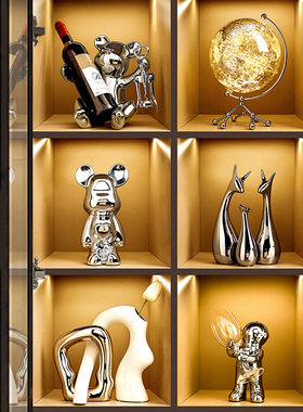 速发熊红酒柜摆件轻奢高档品居客厅电视架酒柜装饰家摆设