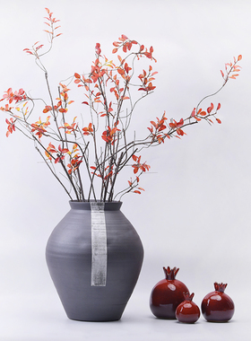 速发新中式陈设样板房售楼部展厅玄关台装饰品黑色陶瓷罐花瓶禅意