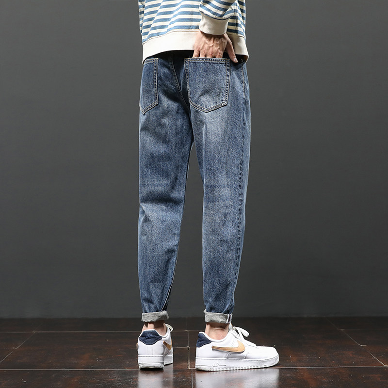 秋季潮牌男宽松直筒哈伦小脚裤子 酷依潮人牛仔裤