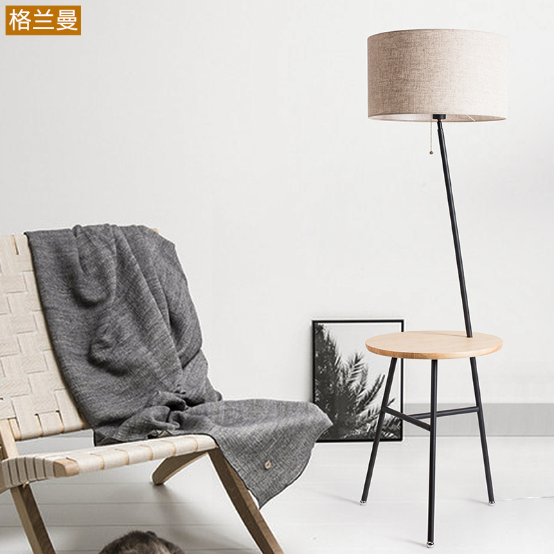 Solid Wood Floor Lamp Living Room Bedroom Simple Modern Sofa Coffee Table Creative American Nordic Vertical Standing Solid Wood Floor Lamp Living Room