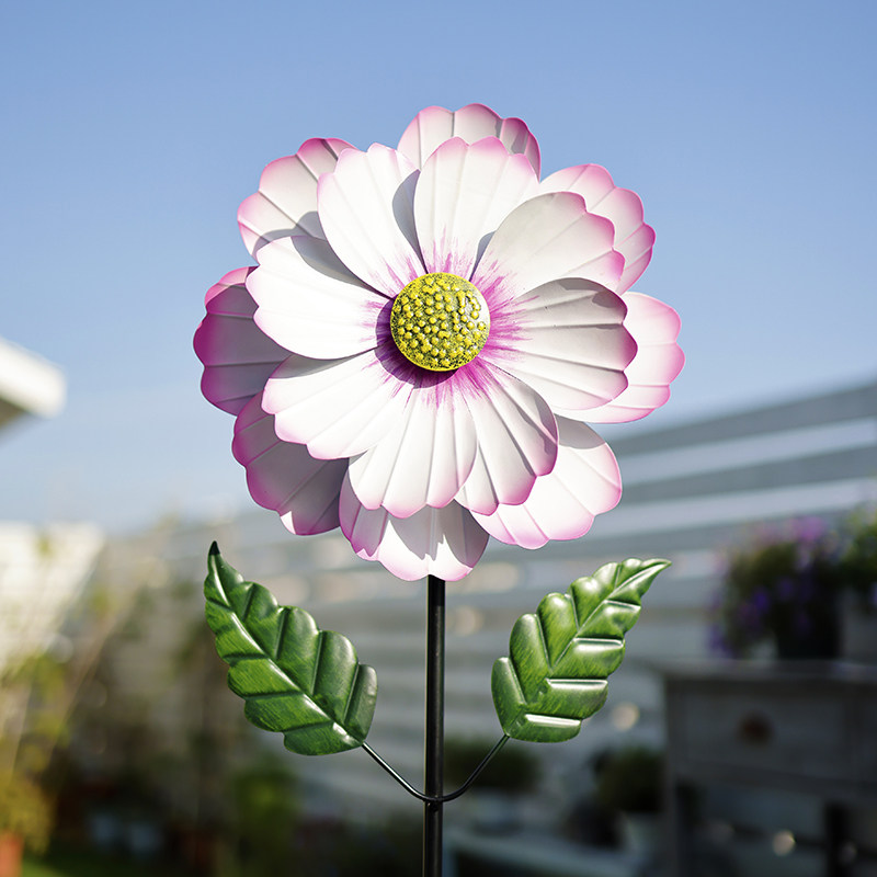 景区田园户外观赏花朵款唯美粉色复古牡丹花庭院铁艺装饰风车摆件,淘宝优惠券,粉丝福利购,淘宝优惠卷