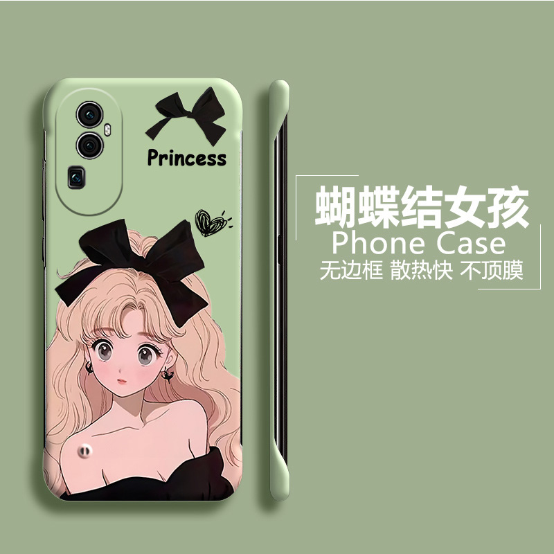 可爱女孩适用opporeno10手机壳reno10pro+半包reno9无边框reno8散热reno7se超薄磨砂防摔新款卡通保护套外壳 - 图1