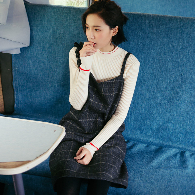 仙蓓丽背带裙女格子2020毛呢连衣裙 仙蓓丽连衣裙