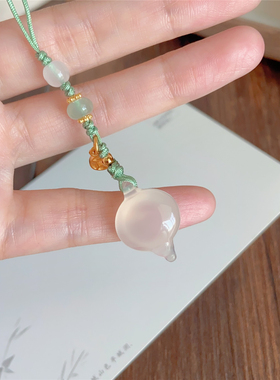 天然白玉髓把把壶手机链