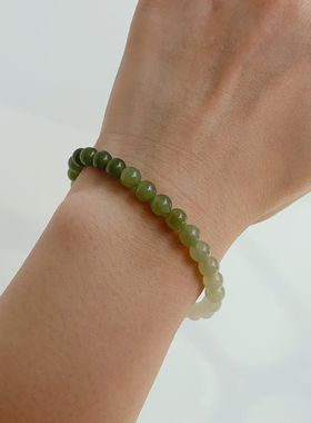 和田玉半山水渐变色极细手链