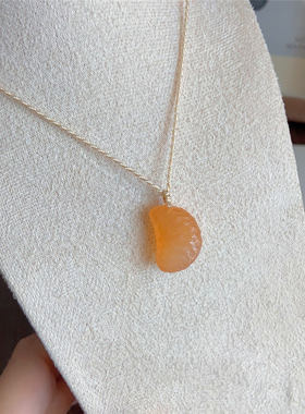 蜜糖玛瑙橘子瓣吊坠女士项坠