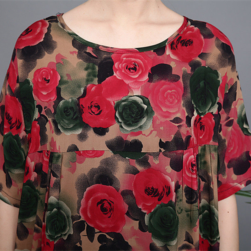 夏季加肥加大码女装中老年连衣裙 路易白鲸连衣裙