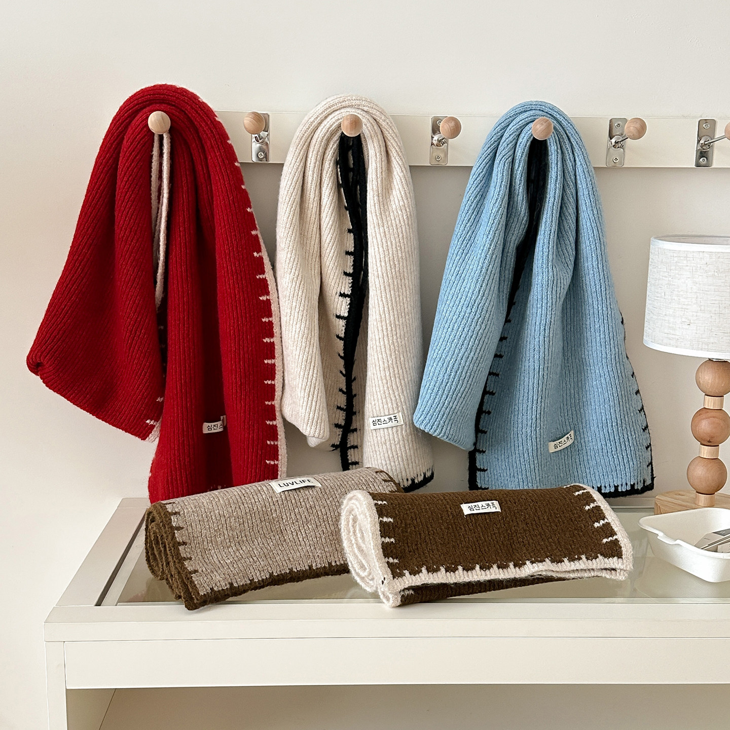 学院风拉撞色小围巾含羊毛围脖仿羊绒锁边秋冬季保暖披肩男女情侣,淘宝优惠券,粉丝福利购,淘宝优惠卷