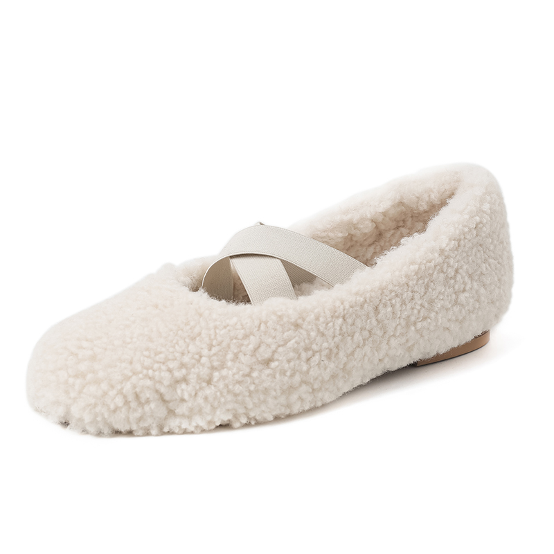 一力米灰2025年新款女鞋玛丽珍鞋平底鞋女鞋毛毛鞋保暖舒适百搭女 - 图3