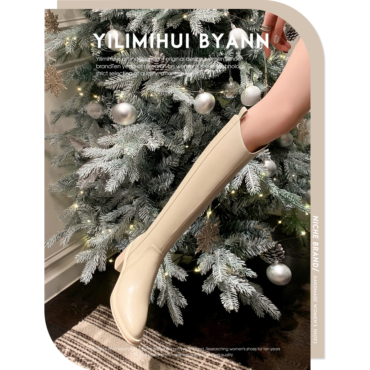 一力米灰 巨显腿细~！气质V口粗跟骑士靴显瘦不过膝靴复古长靴女,淘宝优惠券,粉丝福利购,淘宝优惠卷