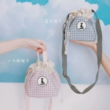 三色补丁 Японская свежая сумка через плечо для школьников, сумка для еды, на шнурках