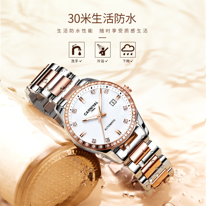 正品嘉年华女士全自动时尚机械表 嘉年华世捷尔国产腕表