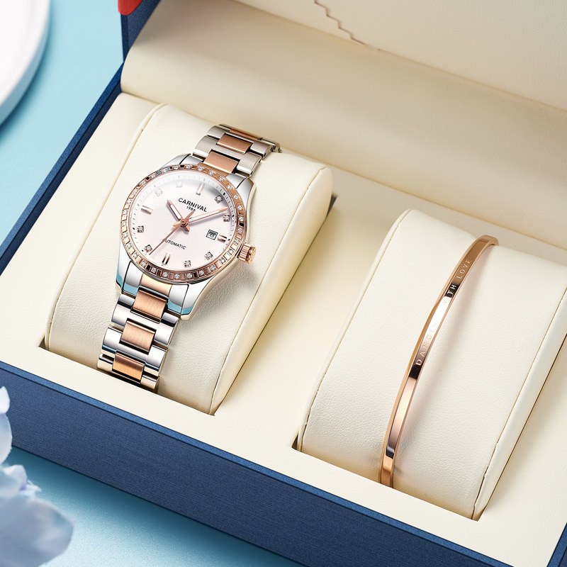 正品嘉年华女士全自动时尚机械表 嘉年华世捷尔国产腕表