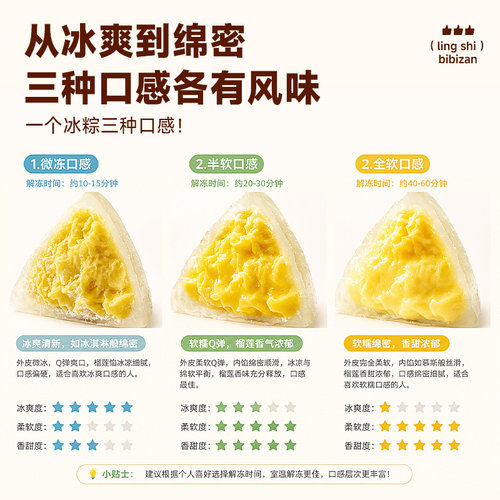 比比赞榴莲冰粽糕点即食水晶冰皮粽子礼品甜粽榴莲馅零食端午礼盒-图3