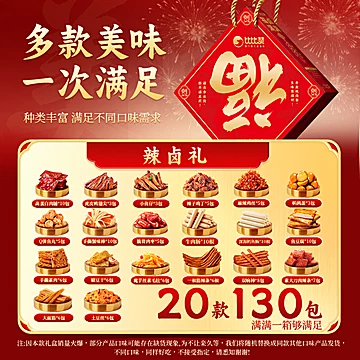 比比赞辣卤零食大礼包年货礼盒[1元优惠券]-寻折猪