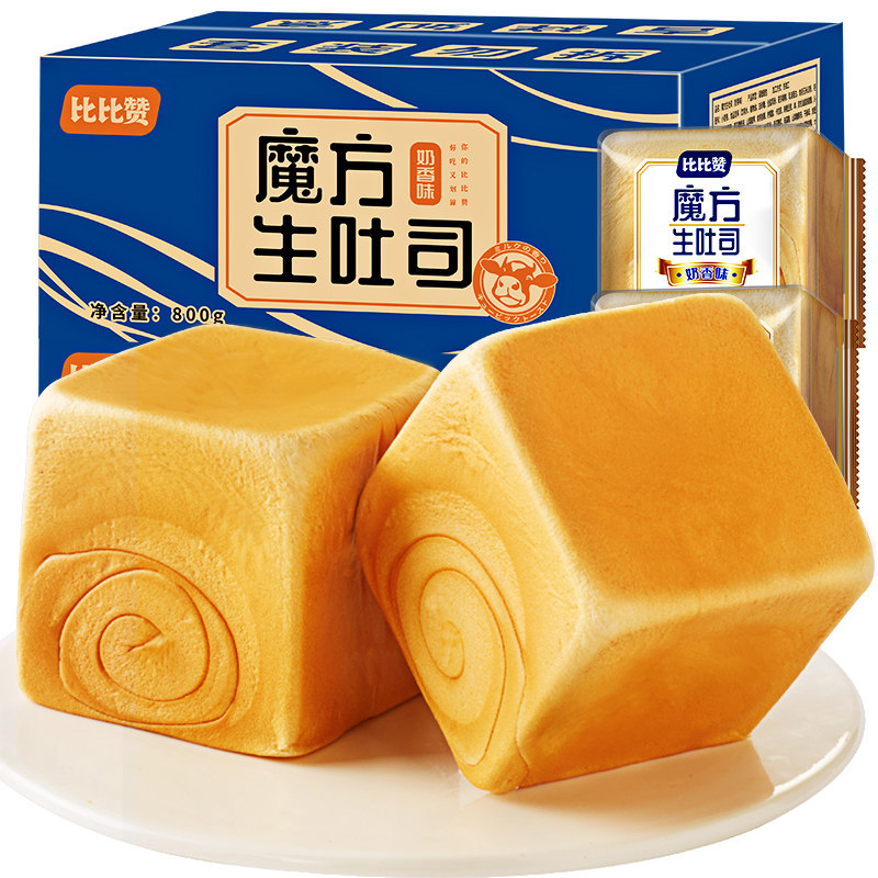 比比赞魔方生吐司红豆手撕整箱面包 比比赞西式糕点