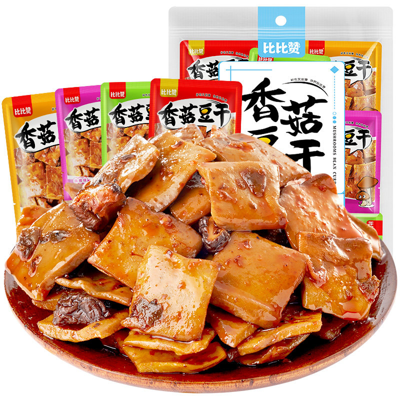 比比赞香菇豆腐干辣条小吃美小零食 比比赞豆腐干